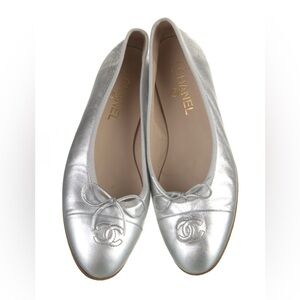 Chanel Silver Ballet Flats